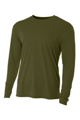 A4 Cooling Performance Long Sleeve Tee - Military Green - XS